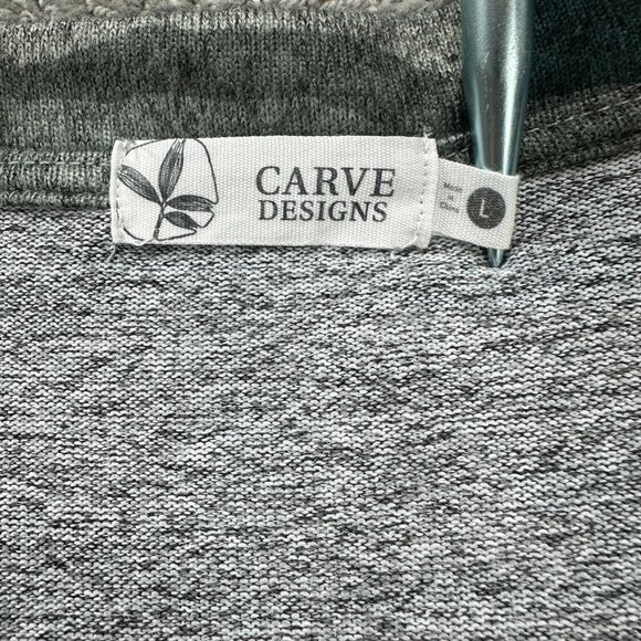 Carve Design Top Womens Size L Large Green Pullover Long Sleeve Camo V-Neck - Picture 8 of 9
